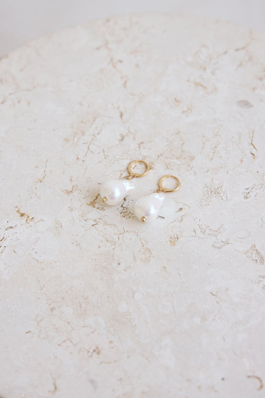 18k Gold Plated Standing Tall Earrings Cream