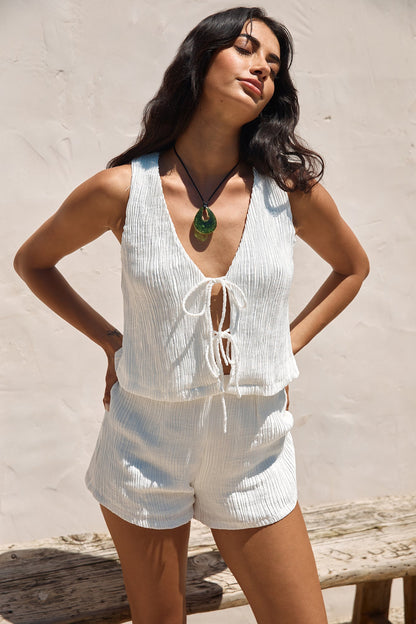 Pearlescent Jewels Shorts White