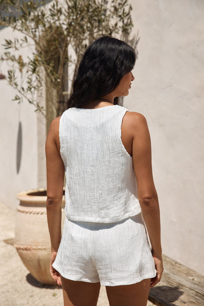 Pearlescent Jewels Crop Top White