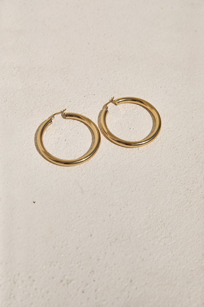 18K Gold Plated Sleekest Hoop Earrings Gold