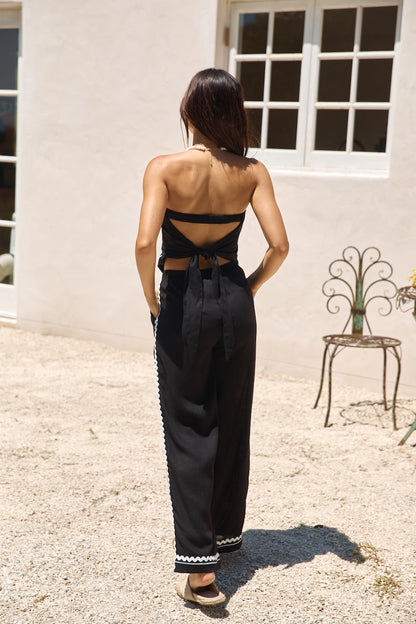 Twin Flame Linen Pant Black