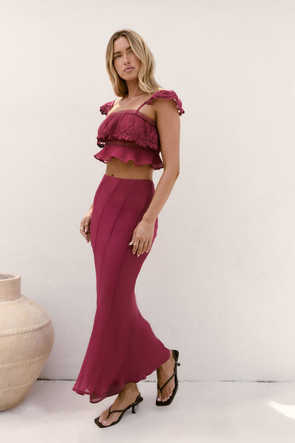 Sweet Silhouette Lace Crop Top Berry
