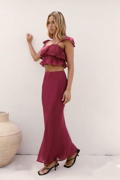 Sweet Silhouette Lace Crop Top Berry