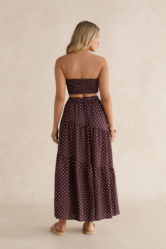 Shimmering Sands Polka Dot Crop Top Brown