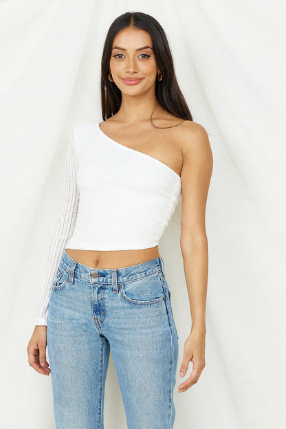 Hand On My Heart Crop Top White