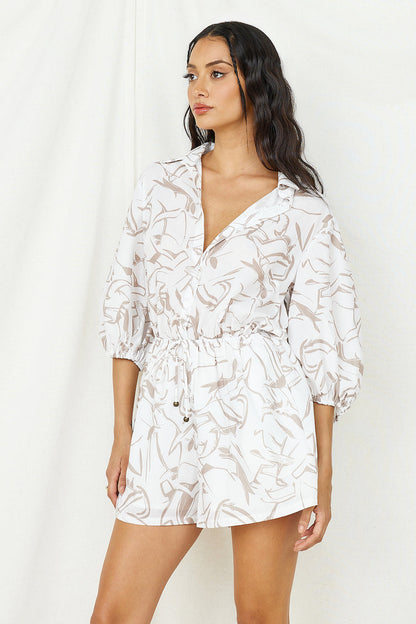 Free As A Bird Romper Beige