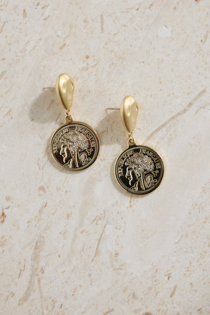 18K Gold Plated Lucky Coin Earrings Gold
