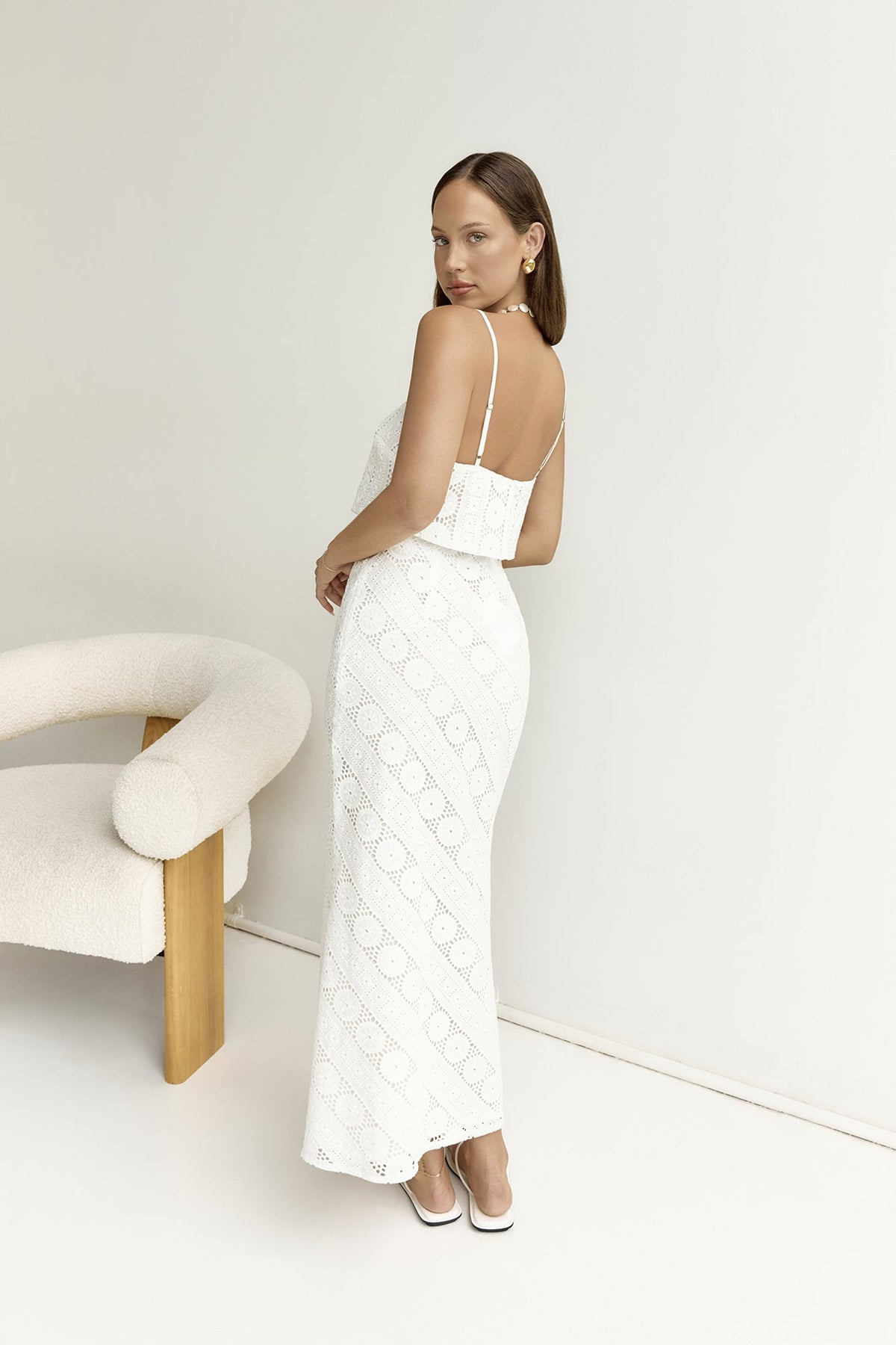 Island Calm Embroidered Crop Top White