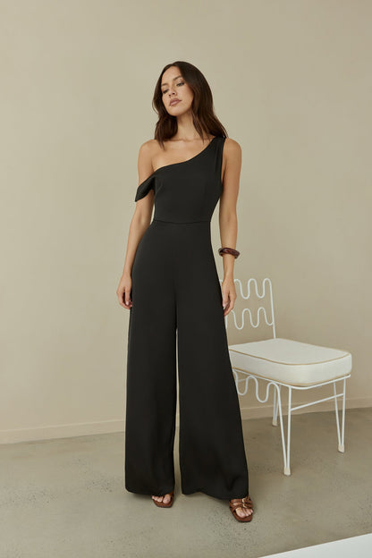 Secret Society Off Shoulder Jumpsuit Black