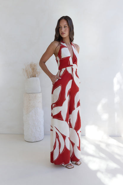 Arlette Halter Jumpsuit Arlette Red