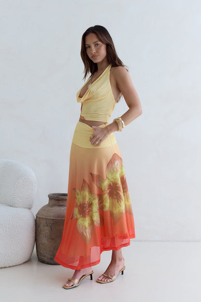 Sunrise Stars Mesh Halter Top Yellow