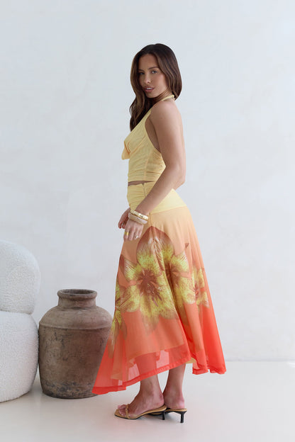 Sunrise Stars Mesh Halter Top Yellow