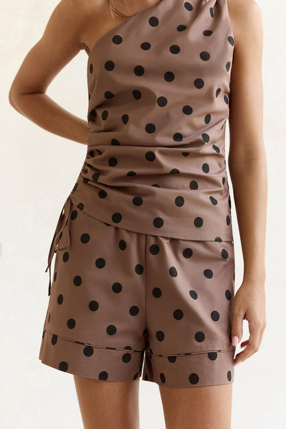 Seeking The Sun Polka Dot Shorts Brown